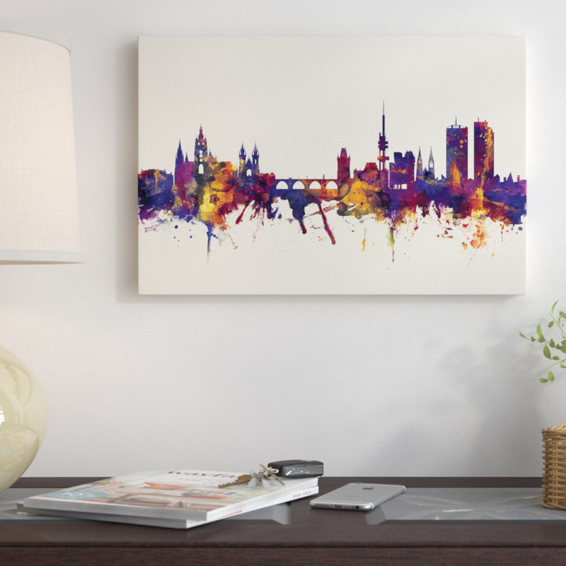 Skyline Series Prague Czech Republic Graphic Art On Wrapped Canvas In Beige