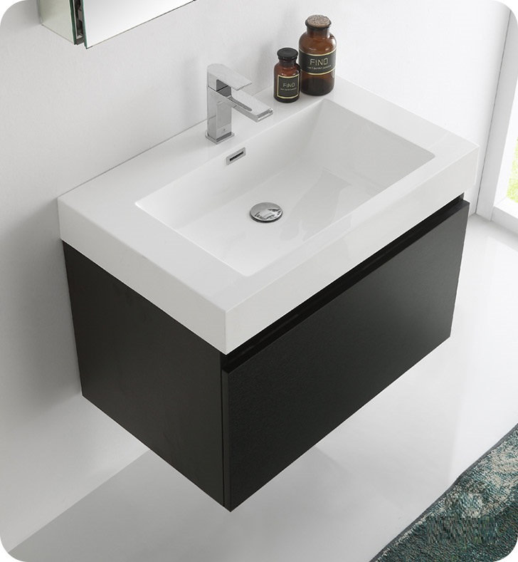 Fresca Senza 30 Mezzo Single Wall Mounted Modern Bathroom Vanity Senza 30 Mezzo Single Wall Mounted Modern Bathroom Vanity With Medicine Cabinet
