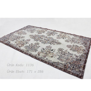 Vintage Hand-Knotted Ivory Area Rug