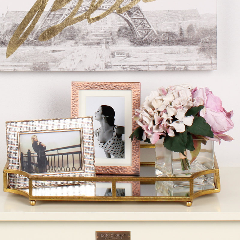 Metal Mirrored Ornate Scalloped Decorative Vanity Tray & Reviews