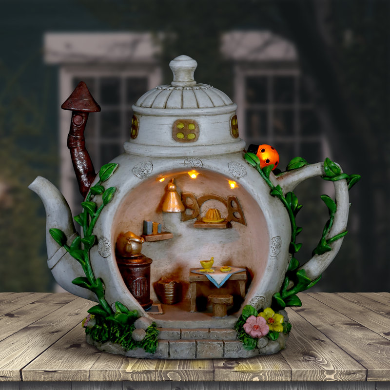 August Grove Elraine Solar Teapot House Fairy Garden Wayfair