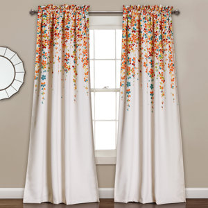 Cumberland Nature/Floral Room Darkening Thermal Rod Pocket Curtain Panels (Set of 2)
