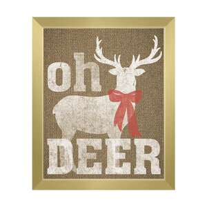 'Oh Deer Burlap' Framed Graphic Art