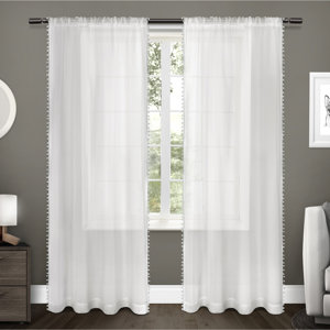 Rockport Solid Sheer Rod pocket Curtain Panels (Set of 2)