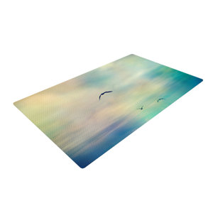 Sylvia Cook Freedom Birds Sky Blue/White Area Rug