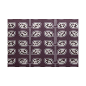 Youman Leaf Tree Geometric Print Purple Indoor/Outdoor Area Rug