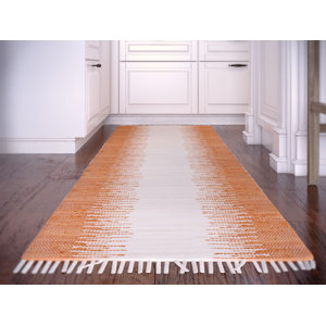 Anchor Lane Hand-Woven Cotton Orange/White Area Rug