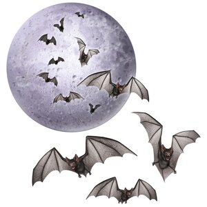 Halloween Moon & Bat Cutouts (Set of 4)