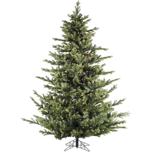 Foxtail Pine 9' Green Artificial Christmas Tree with 1250 LED Clear String Lighting with Stand