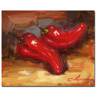 Chili Pepper Kitchen Rugs Wayfair Chili Peppers Painting Print On Canvas