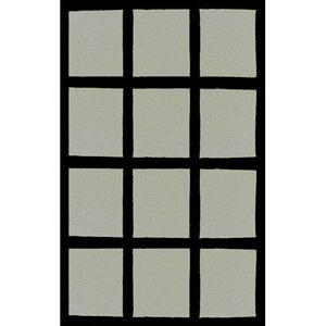 Bright Grey/Black Window Blocks Area Rug