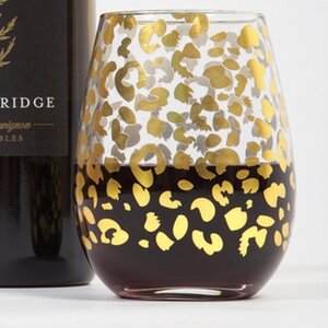 Leopard Print 20 Oz. Stemless Wine Glass (Set of 4)