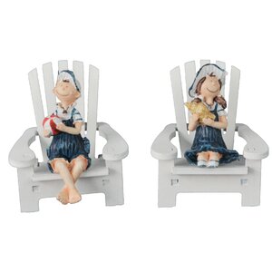 Decorative Hand Painted Beach Chair with Boy/Girl Set