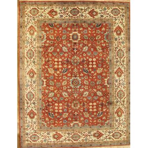 Mahal Hand-Knotted Rust/Ivory Area Rug