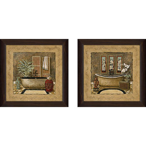 Asian Warmth' 2 Piece Framed Acrylic Painting Print Set Under Glass