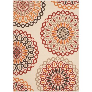 Barnsdale Pinwheel Creme/Red Area Rug