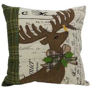 Reindeer with Applique Suede Throw Pillow