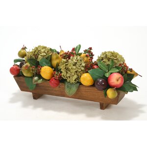 Mixed Fruit and Hydrangeas in Wood Planter