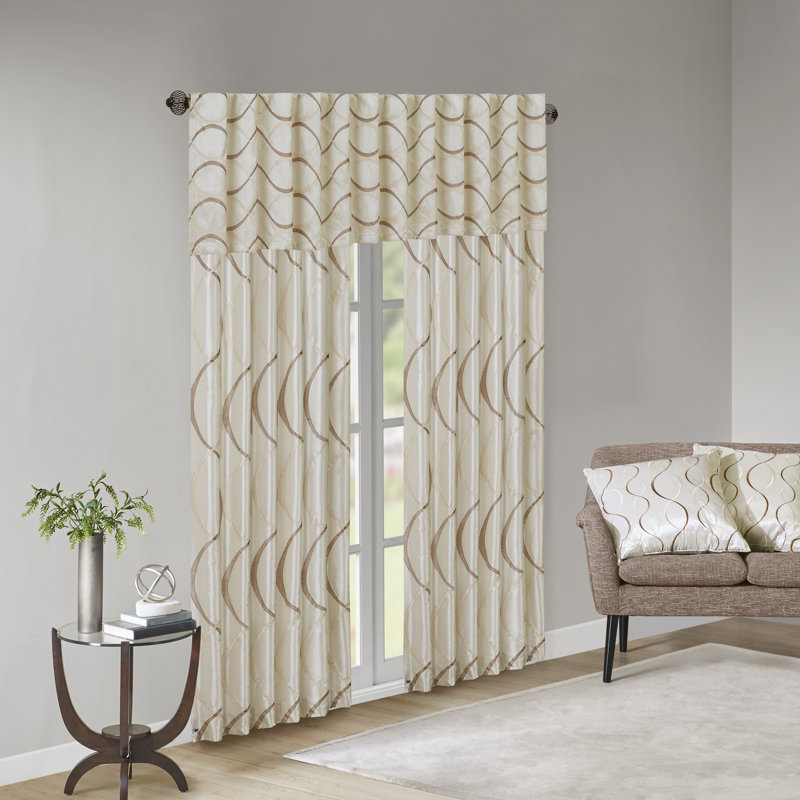 Wrought Studio Rolph Geometric Room Darkening Rod Pocket Single Curtain
