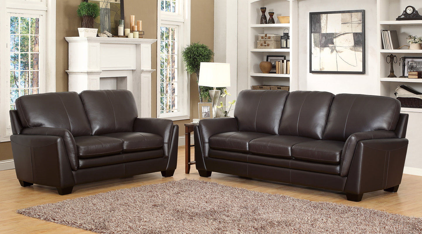 Darby Home Co Whitstran 2 Piece Leather Living Room Set \u0026 Reviews  Wayfair.ca