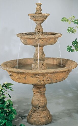 Henri Studio Tiered Concrete Triple Tazza Waterfall Fountain | Wayfair