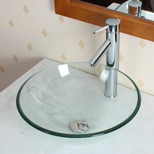 Tempered Glass Circular Vessel Bathroom Sink