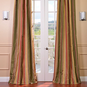 Randel Striped Blackout Thermal Pinch Pleat Single Curtain Panel