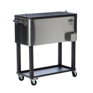 80 Qt. Stainless Steel Rolling Cooler with Cover