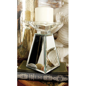Wood Mirror Candlestick