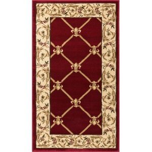 Colindale Fleur De Lis Red Area Rug