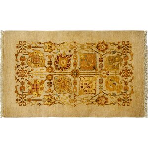 One-of-a-Kind Ottoman Hand-Knotted Beige Area Rug