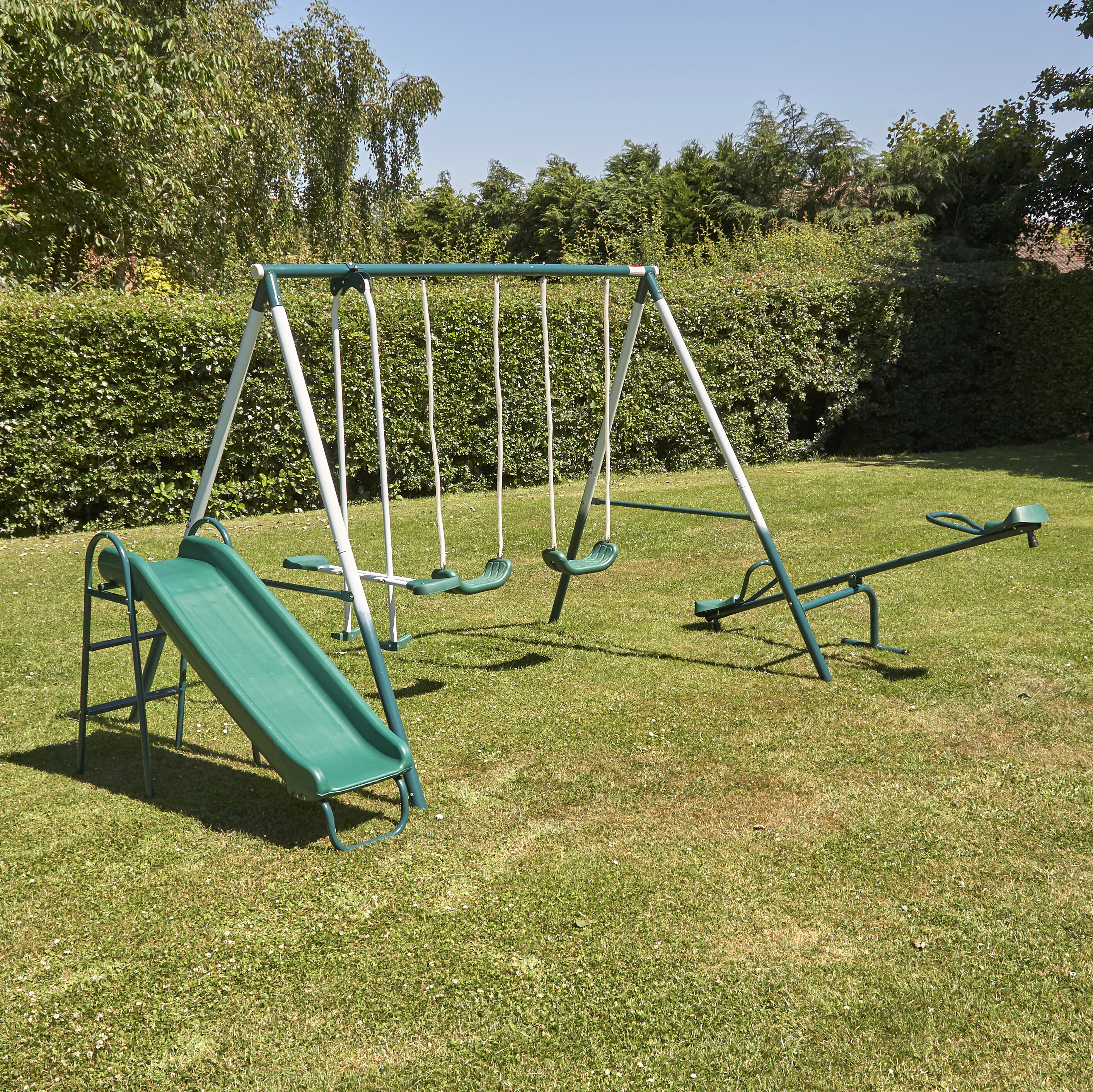 Freeport Park 5 Piece Outdoor Garden Slide Seesaw Swing Set