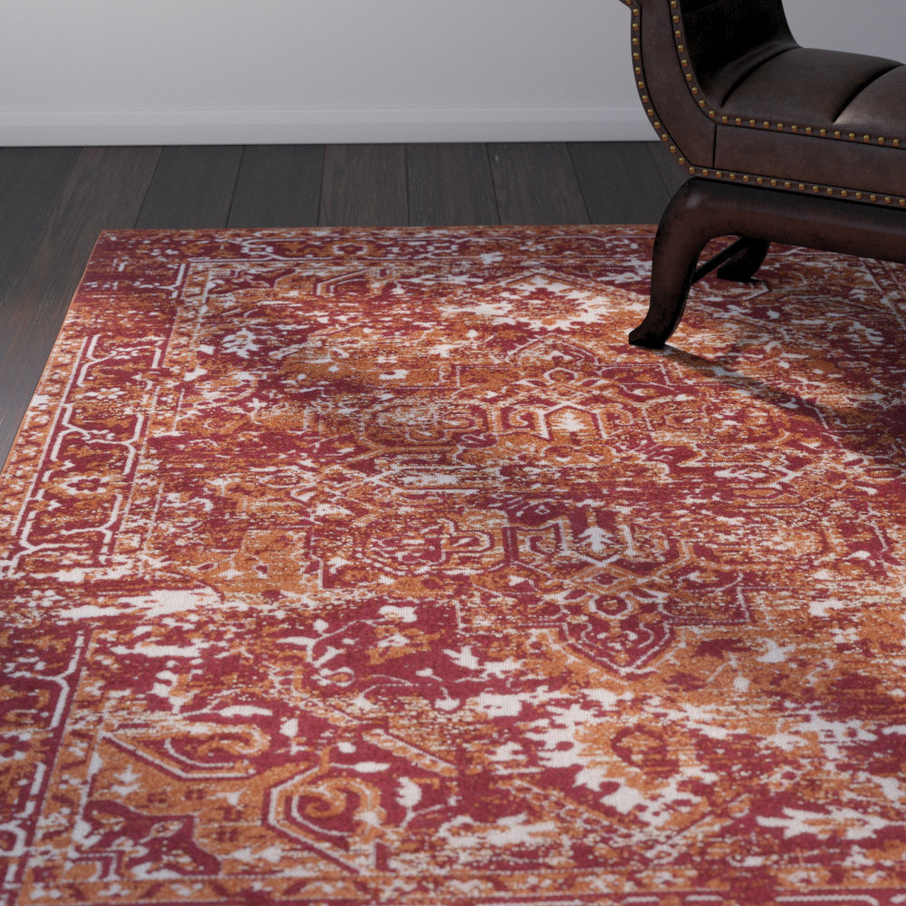 Angus Burnt Orange Dark Red Area Rug