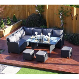 8 Seater Rattan Effect Sofa Set With Cushions