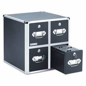 Four-Drawer CD File with Key Lock Holds 660 Discs, 14-1/2 x 15 x 14-3/4, Black by Ideastream Products