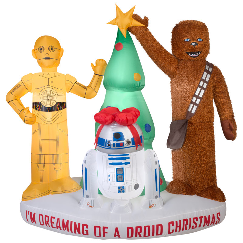 airblown mixed media droids and chewbacca with tree scene large star wars inflatable - Star Wars Inflatable Christmas Decorations airblown mixed media droids and chewbacca with tree scene large star wars inflatable - Star Wars Inflatable Christmas Decorations