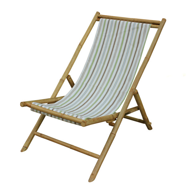 Highland Dunes Denna Folding Bamboo Relax Sling Beach Chair Wayfair