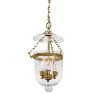 3-Light Small Bell Jar Foyer Pendant