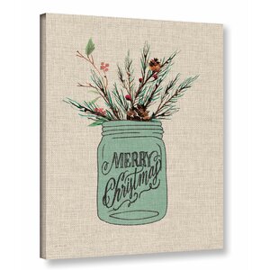 Merry Christmas Jar Graphic Art on Wrapped Canvas