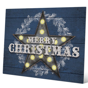 'Merry Christmas Showtime Blueberry' Graphic Art on Plaque