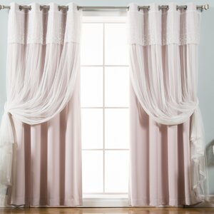 Beechwood Tulle Solid Blackout Thermal Grommet Curtain Panels