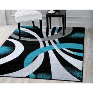 Turquoise And Black Rug Wayfair Aldridge Modern Abstract Black Turquoise Area Rug