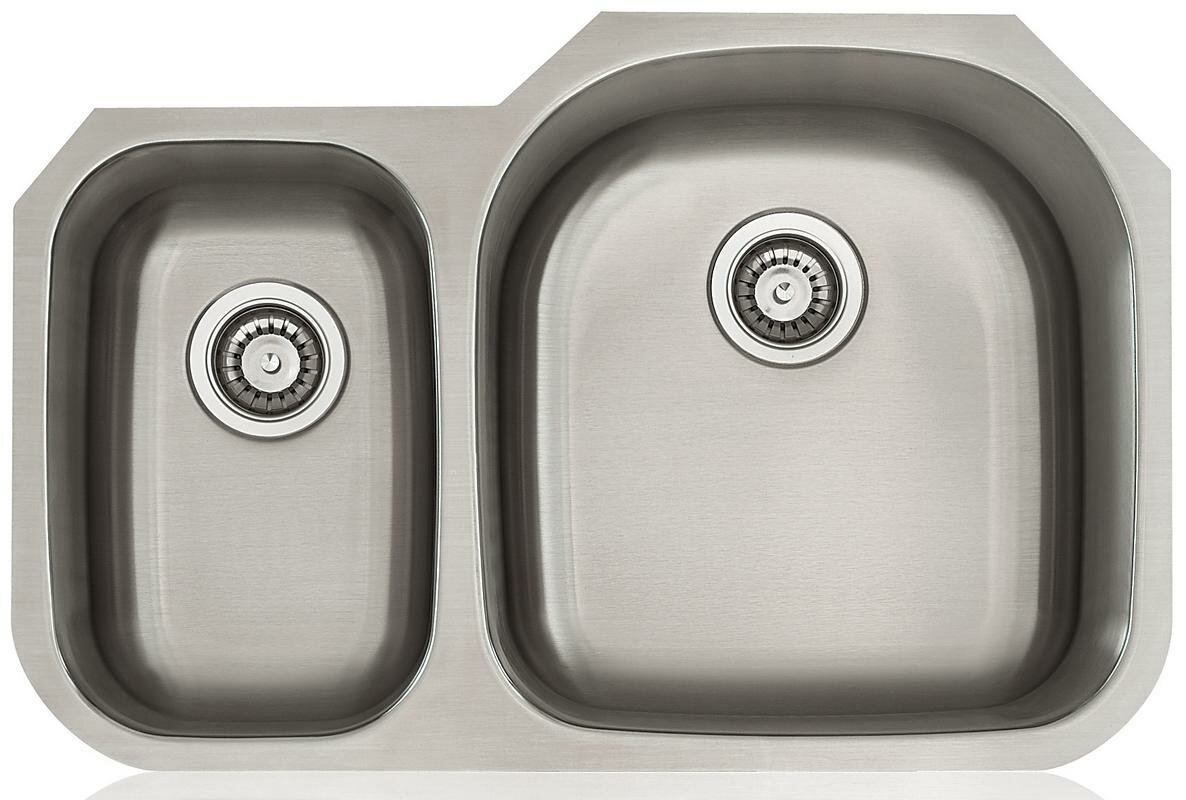 Classic Unequal Double Basin Bowl Undermount Stainless Steel Sink