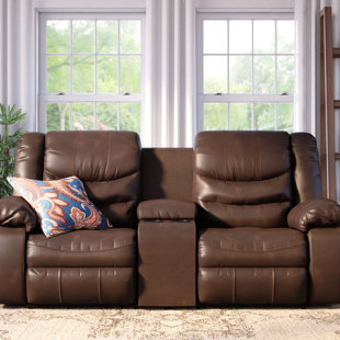 Reclining Sofa With Tray Table Wayfair Summey Leather Reclining Sofa