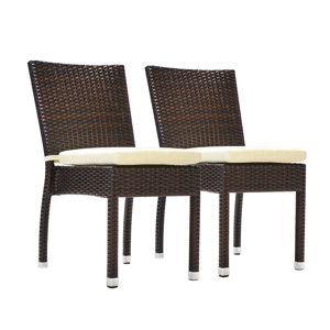 Jersey Stacking Patio Dining Chair with Cushion (Set of 2)