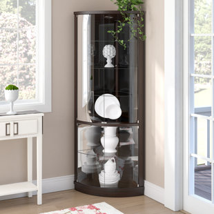 Modern Contemporary Tall Curio Corner Cabinet Allmodern Mayfield Lighted Corner Curio Cabinet