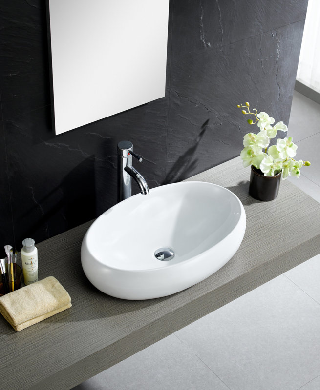 Fine Fixtures Modern Ceramic Oval Vessel Bathroom Sink & Reviews ... Fine Fixtures Modern Ceramic Oval Vessel Bathroom Sink & Reviews ...