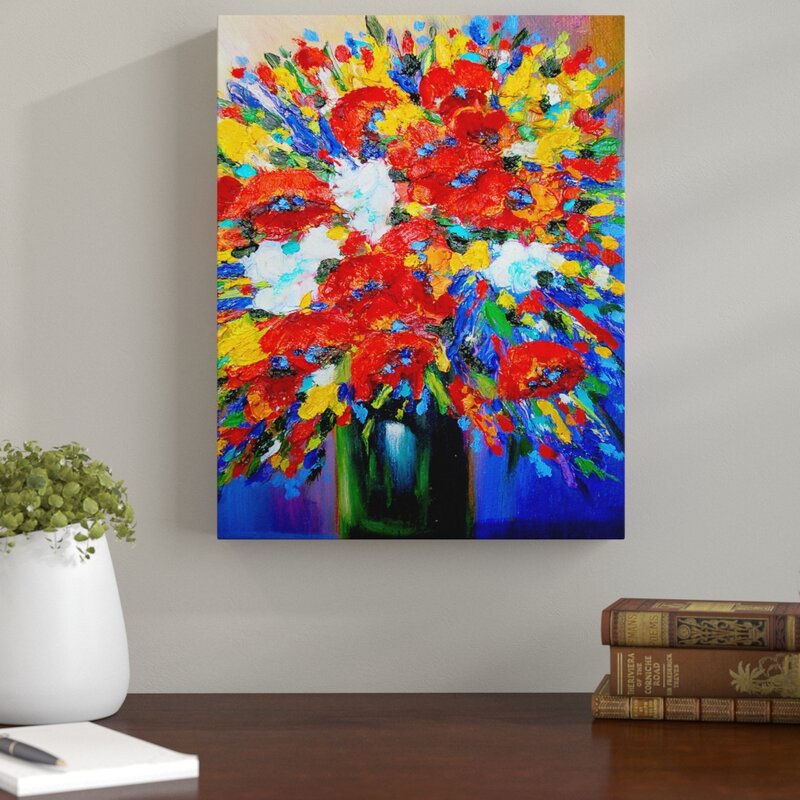 Andover Mills Happy Floral Painting Print on Canvas & Reviews | Wayfair