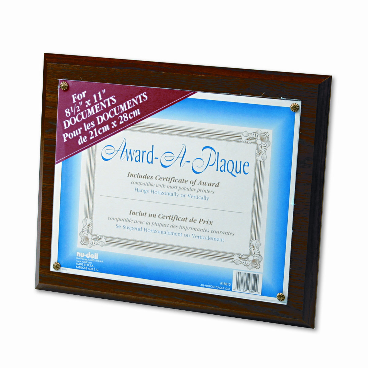 NuDell AwardAPlaque Document Holder, Acrylic/Plastic, 101/2 X 13