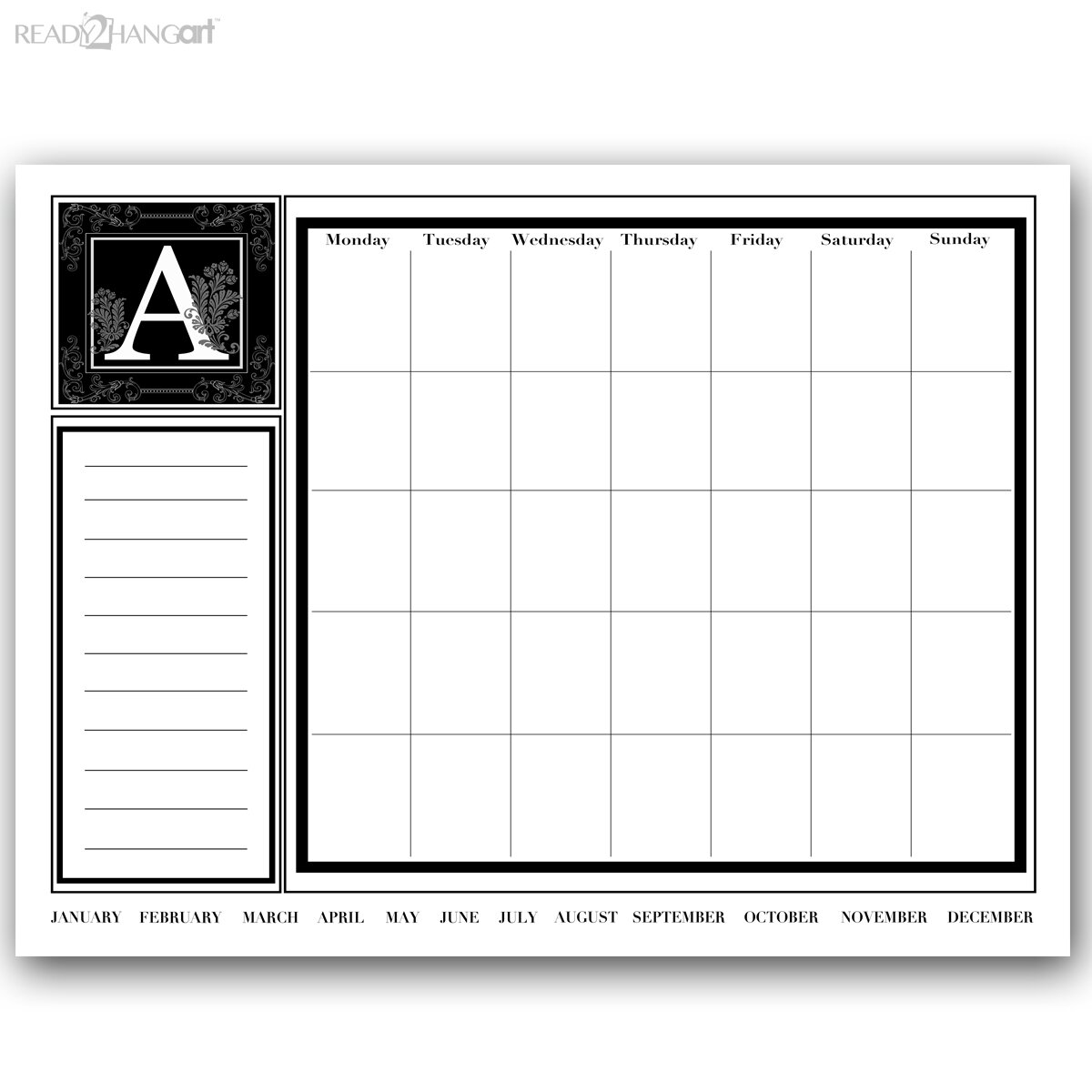 Ready2hangart Dry Erase Monthly Calendar Memo Board | Wayfair